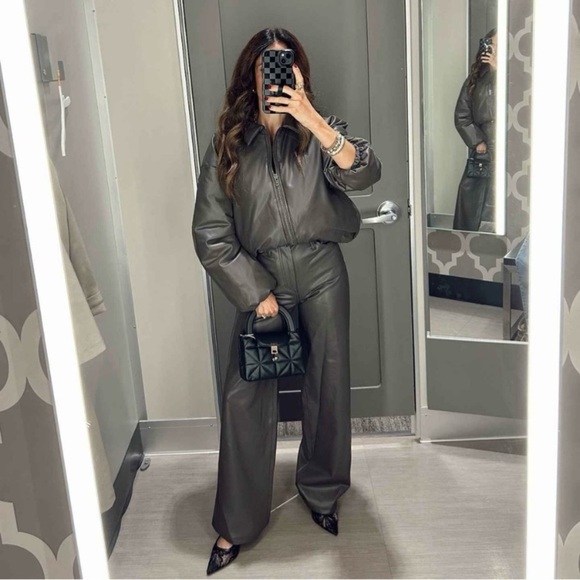 Women's Mid-Rise Wide Leg Faux Leather
Pants - Future Collective Dark Gray new - Picture 5 of 11